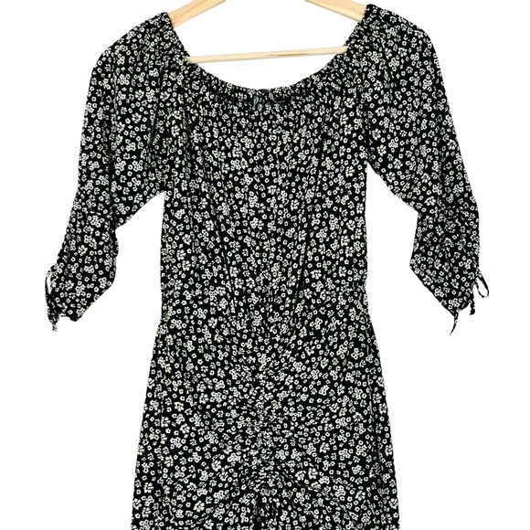 Zara Floral Off The Shoulder Drawstring Mini Dress - Picture 5 of 12